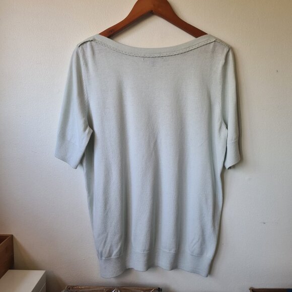 Banana Republic Boat Neck Rib Sweater Women Size XL Short Sleeves Blue Pastel - Picture 2 of 8